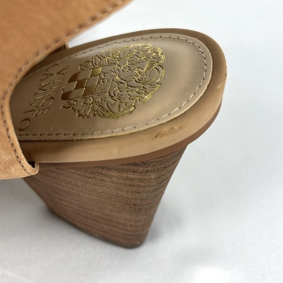 Vince Camuto Nude Leather Peep-Toe Sandal Stacked Heel - Dastana, Sz 7M. - Picture 8 of 13